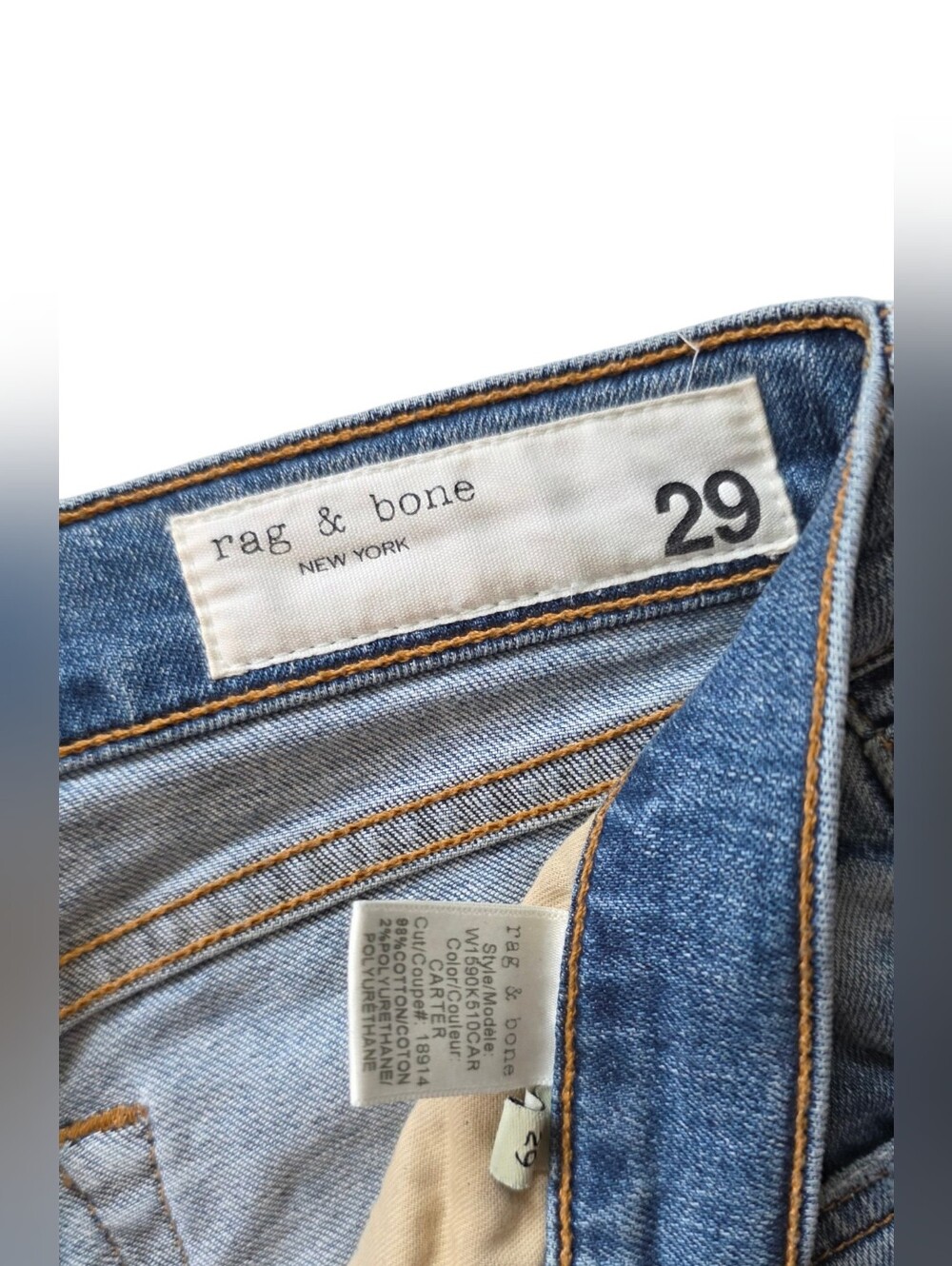 rag & bone Sz 29 Dre Carter Wash Mid Rise Distressed Slim Blue Jeans - Picture 5 of 10
